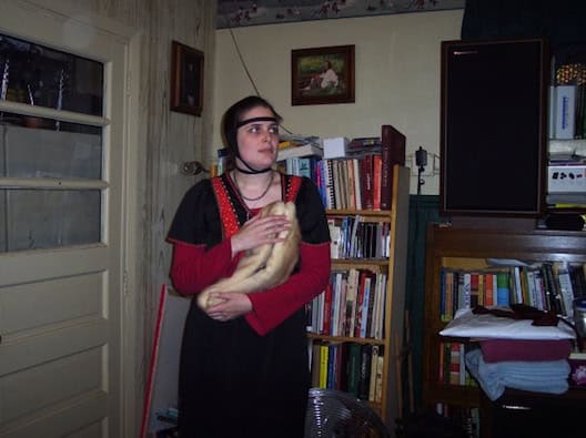 Rachel Joyce with an ermine