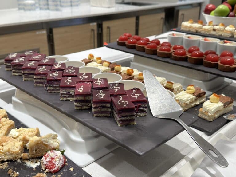 Many deserts are displayed on a bar.